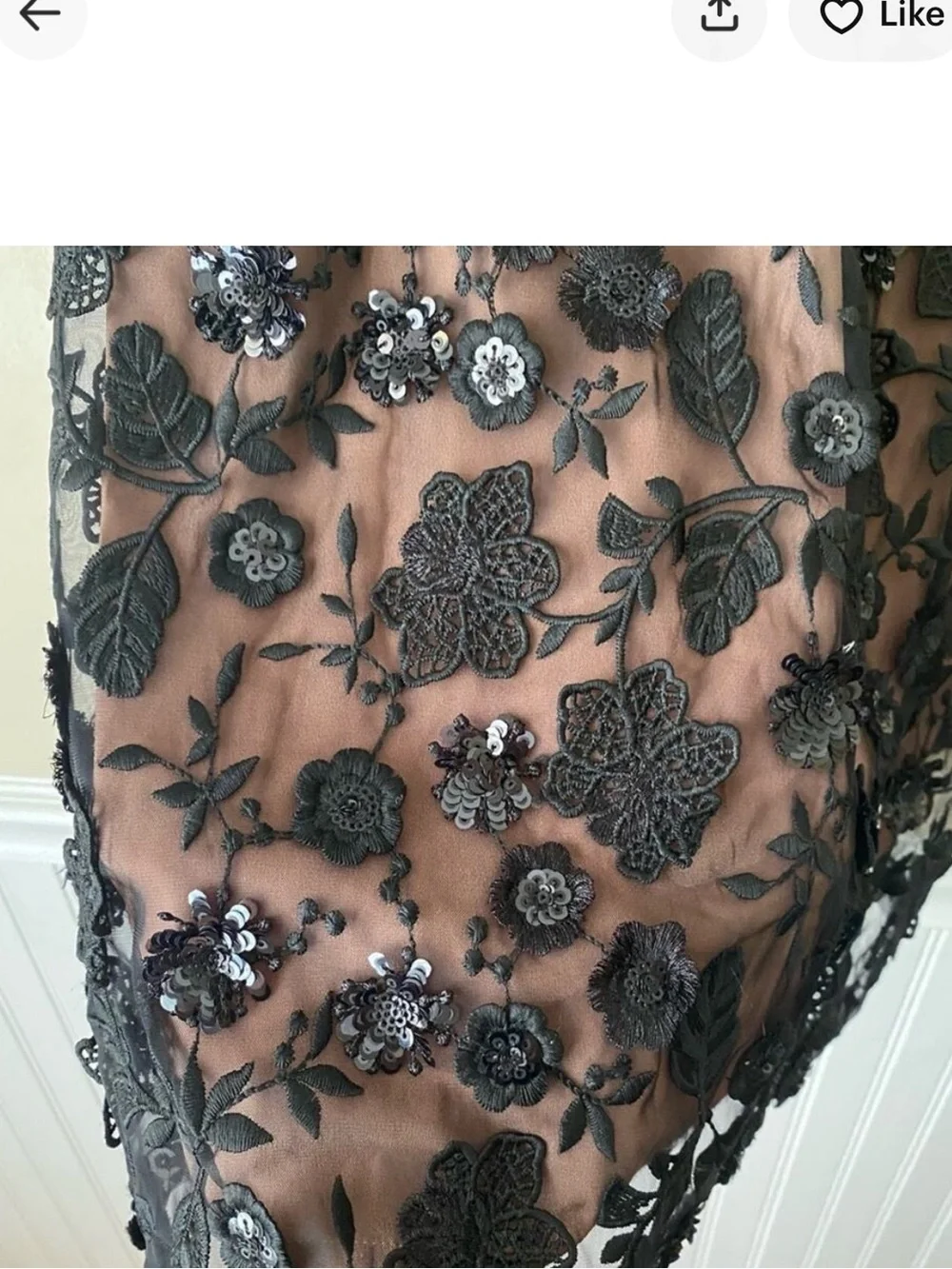 NWT For Love & Lemons Beatrice Black Sequin Embroidered Floral Dress Size S - Picture 9 of 10